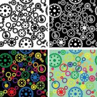 Patterns set on the theme of gears and mechanisms vector