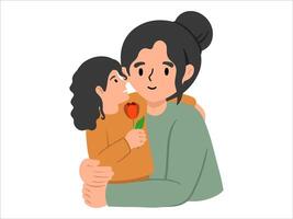 Daughter gives Mom flower or avatar icon illustration vector