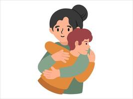 Mom hugging son or People Character illustration vector