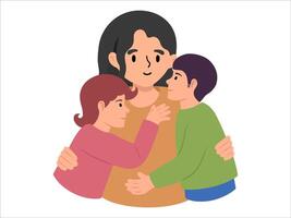 Mom with Son and Daughter or avatar icon illustration vector