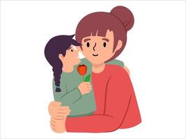 Daughter gives Mom flower or avatar icon illustration vector