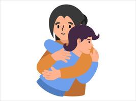 Mom hugging son or People Character illustration vector