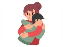 Mom hugging son or People Character illustration vector