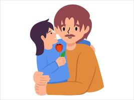Daughter gives dad flower or People Character illustration vector