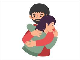 Dad hugging daughter or avatar icon illustration vector