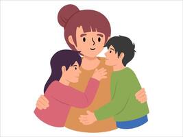 Mom with Son and Daughter or avatar icon illustration vector