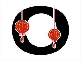 Chinese Lantern Alphabet Letter O vector