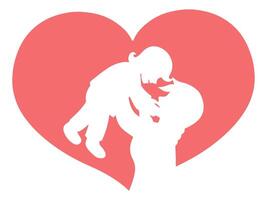 Mother Holding Child Heart Background Illustration vector