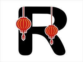 chino linterna alfabeto letra r vector