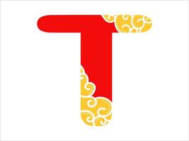 chino nuevo año alfabeto letra t vector