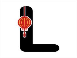 chino linterna alfabeto letra l vector