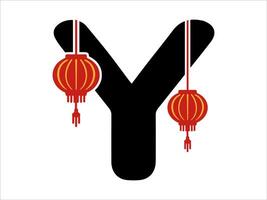 Chinese Lantern Alphabet Letter Y vector