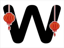 chino linterna alfabeto letra w vector