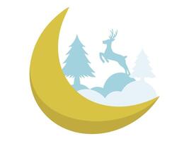 Christmas Crescent moon Background with Tree vector