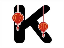 chino linterna alfabeto letra k vector