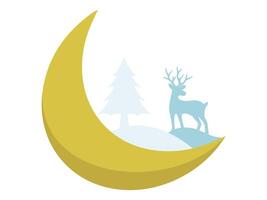 Christmas Crescent moon Background with Tree vector