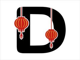 chino linterna alfabeto letra re vector
