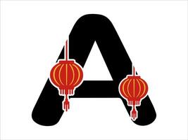 chino linterna alfabeto letra un vector