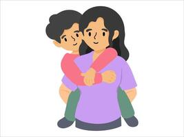 Hand drawn Mother holding child illustration vector