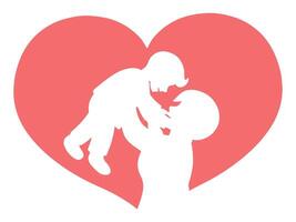 Mother Holding Child Heart Background Illustration vector