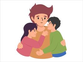 mamá con hijo y hija o avatar icono ilustración vector