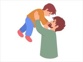 Father holding child or avatar icon illustration vector