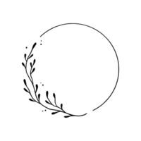 Floral circle frame, elegant wreath round border vector