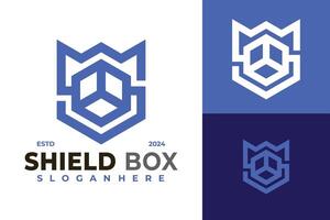 Letter S Shield Box logo design symbol icon illustration vector