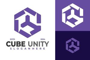 Letter G Cube Unity logo design symbol icon illustration vector