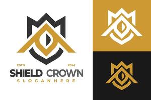 Letter A Shield Crown logo design symbol icon illustration vector