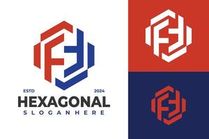 letra ff hexagonal logo diseño símbolo icono ilustración vector