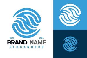 Letter N Waves logo design symbol icon illustration vector