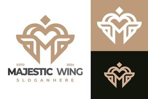 Letter M Heart Wings logo design symbol icon illustration vector