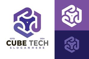 Hexagon Cube Tech logo design symbol icon illustration vector