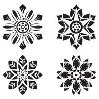 Set of simple mandala stencils with floral decorative patterns vector