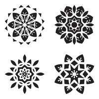 Set of simple mandala stencils with floral decorative patterns vector