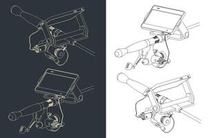 telescópico pescar varilla hilado bosquejo vector