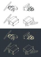 Blueprints of servo motors vector