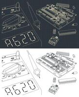 Electronics components kit drawings vector