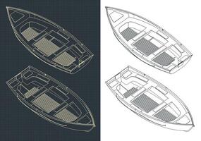 Boat isometric drawings vector