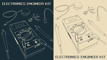 Electronics components Set drawings vector