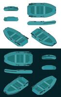 Rubber Boat Color Drawings vector