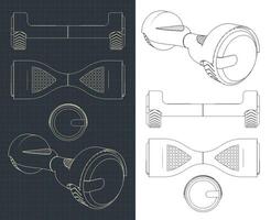 Stylized illustrations of a scooter blueprints vector
