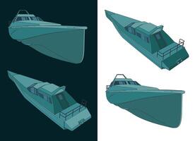 High speed patrol boat blueprints vector