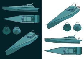 High speed patrol boat color drawings vector