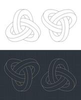 Moebius knot drawings vector