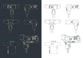 Trolley for bridge crane blueprints vector