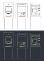Blueprints of different ATMs vector