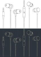 Wired portable headphones vector