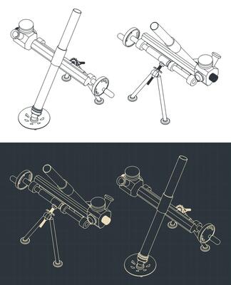 Mortar weapon system isometric blueprints